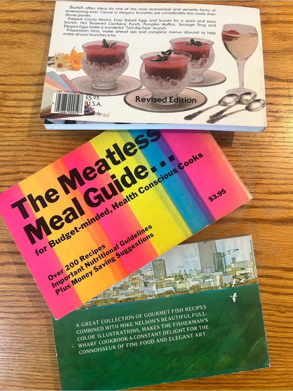 Vintage Cookbook Lot - Brunch, The Meatless Meal Guide, Fisherman's Wharf